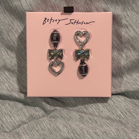 Betsey Johnson Jewelry - BETSEY JOHNSON Mismatched Love Football Drop Earrings NWTS